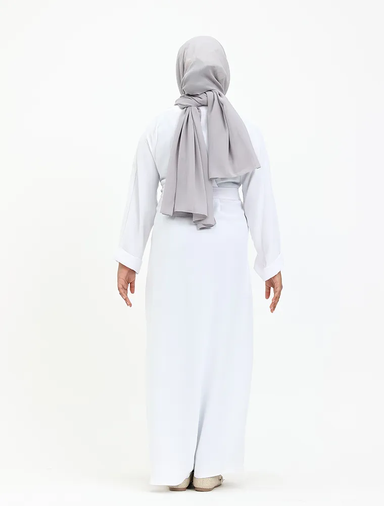 White Linen Feel Basic Girls Abaya
